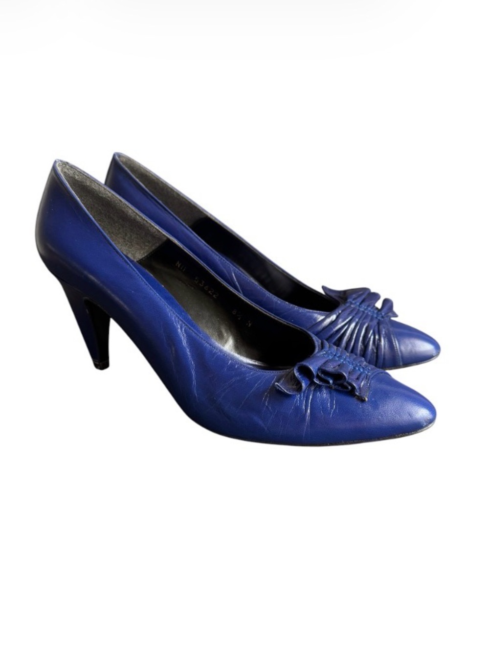Vintage Caressa Pumps Royal Blue Leather Heels 90s Shoes Womens 8.5 N